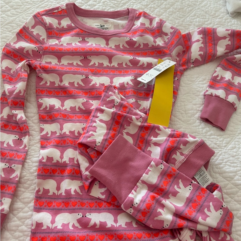 Pink Polar Bear Kids Pajamas